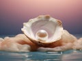 A pearl is stuck in an open oyster, in the style of feminine sensibilities Royalty Free Stock Photo