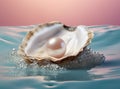 A pearl is stuck in an open oyster, in the style of feminine sensibilities Royalty Free Stock Photo