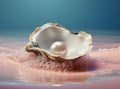 A pearl is stuck in an open oyster, in the style of feminine sensibilities Royalty Free Stock Photo