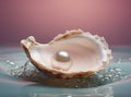 A pearl is stuck in an open oyster, in the style of feminine sensibilities Royalty Free Stock Photo