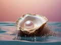 A pearl is stuck in an open oyster, in the style of feminine sensibilities. Royalty Free Stock Photo