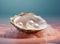 A pearl is stuck in an open oyster, in the style of feminine sensibilities Royalty Free Stock Photo