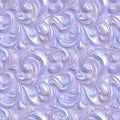 Pearlescent holographic seamless pattern with ornate swirling floral design