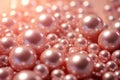 Pearls background. Pile of large pink pearls closeup. Pearl texture