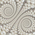 Pearls and diamonds jewels abstract spiral background pattern fractal. Pearls background, repetitive pattern. Abstract pearl backg Royalty Free Stock Photo