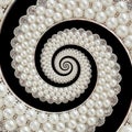 Pearls and diamonds jewels abstract spiral background pattern fractal. Pearls background, repetitive pattern. Abstract pearl backg