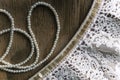 Pearls and Lace on Wood Royalty Free Stock Photo