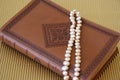 Pearls on leather Royalty Free Stock Photo