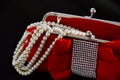 Pearls Over Red Royalty Free Stock Photo