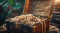 Pearls In The Treasure Chest Background, Generative AI Royalty Free Stock Photo