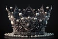 a pearly crown set against a pitch black backdrop