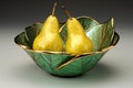 Pears bowl. Generate Ai Royalty Free Stock Photo