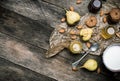 Pears Cookies honey and nuts on rustic wood