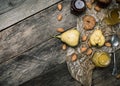 Pears Cookies honey and nuts on wooden table