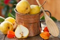 Pears in copper jug Royalty Free Stock Photo