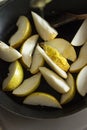 Pears fried on pan with honey