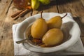 Pears glazed in tea and cinnamon Royalty Free Stock Photo