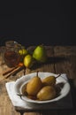 Pears glazed in tea and cinnamon Royalty Free Stock Photo