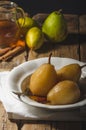 Pears glazed in tea and cinnamon Royalty Free Stock Photo