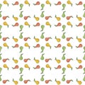 Pears green, yellow, red vector. Seamless pattern background with colorful fruits. Royalty Free Stock Photo