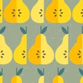 Pears and leaves, decorative background. Colorful samless pattern with fruits