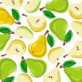 Pears pattern background set. Collection icons pear. Vector Royalty Free Stock Photo