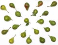 Pears pattern on white background. Fruit harvest isolated Royalty Free Stock Photo