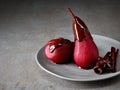 Pears poached in red wine Royalty Free Stock Photo