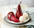 Pears poached in red wine Royalty Free Stock Photo