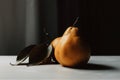Pears ripe table cinematic shot. Generate Ai