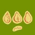 Pears. A set of three objects. Hand drawn. Royalty Free Stock Photo