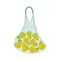 Pears in a string bag. Shopping bag with fruits
