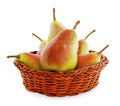 Pears in a wicker basket Royalty Free Stock Photo
