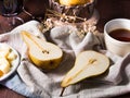 Pears, wine and cheese Royalty Free Stock Photo