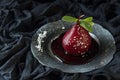 Pears in wine. Traditional dessert pears stewed in red wine on b