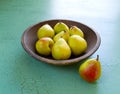 Pears in a wooden bowl Royalty Free Stock Photo