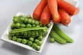 Peas and organic carrots