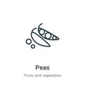 Peas outline vector icon. Thin line black peas icon, flat vector simple element illustration from editable fruits concept isolated Royalty Free Stock Photo