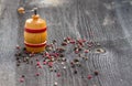 Peas pepper and pepper mill on the table