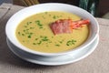 Peas soup with shrimp Royalty Free Stock Photo