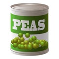 Peas tin can icon, cartoon style Royalty Free Stock Photo