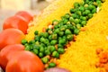 Peas, tomatoes and sev for bhelpuri Royalty Free Stock Photo