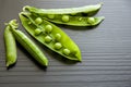 Peas vegetable closeup isolated on black background