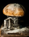 Peasant bread on a flour board