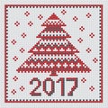 Peasant folk rustic motif of christmass tree