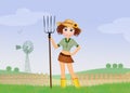 Peasant girl in the farm