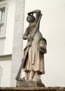 Peasant Girl with the Hoe, baroque sculpture in inner courtyard, Schloss Fasanerie, near Fulda, Germany