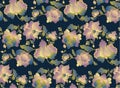 Peasant style flower vector seamless pattern.