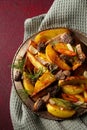 Peasant-style potatoes with wild mushrooms morels