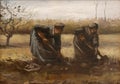 Peasant women digging up potatoes, painting by Vincent Van Gogh